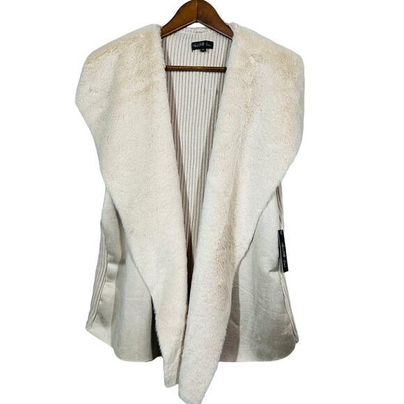 NEW! Twelfth Love Vegan Fur Ribbed Knit Vest Sleeveless Cream - 2X - Picture 1 of 5